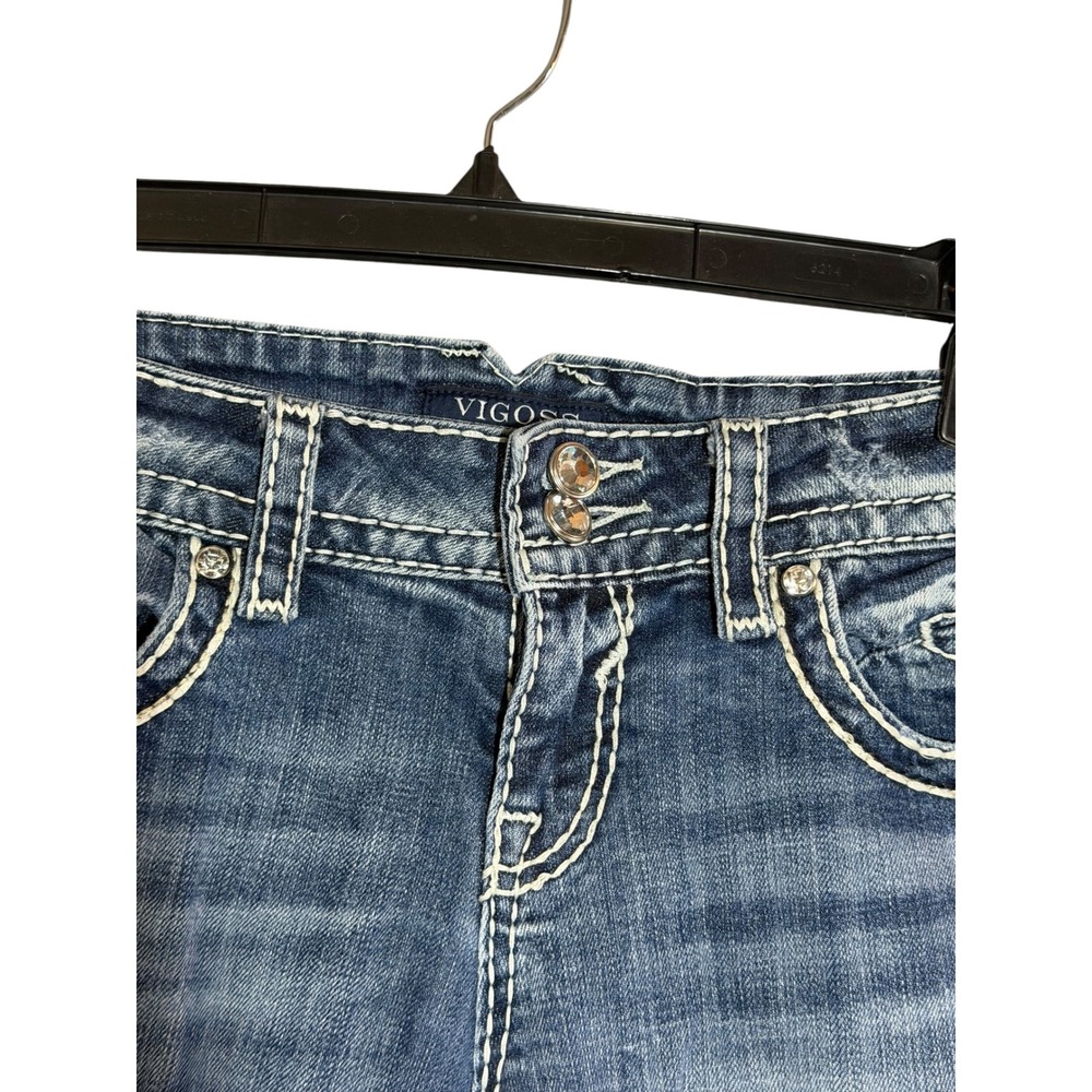 Vigoss The New York Capri Jeans Womens 7/8 Medium Wash Embroidered Rhinestone - Picture 13 of 15